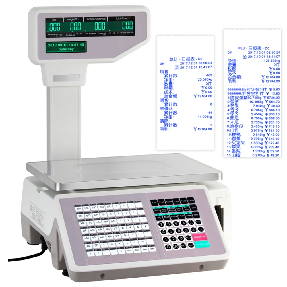 TMA Smart Digital Barcode Scales With Printer Balance With 10000 PLUs Data Storage Capacity Support Spanish Arabic Russian