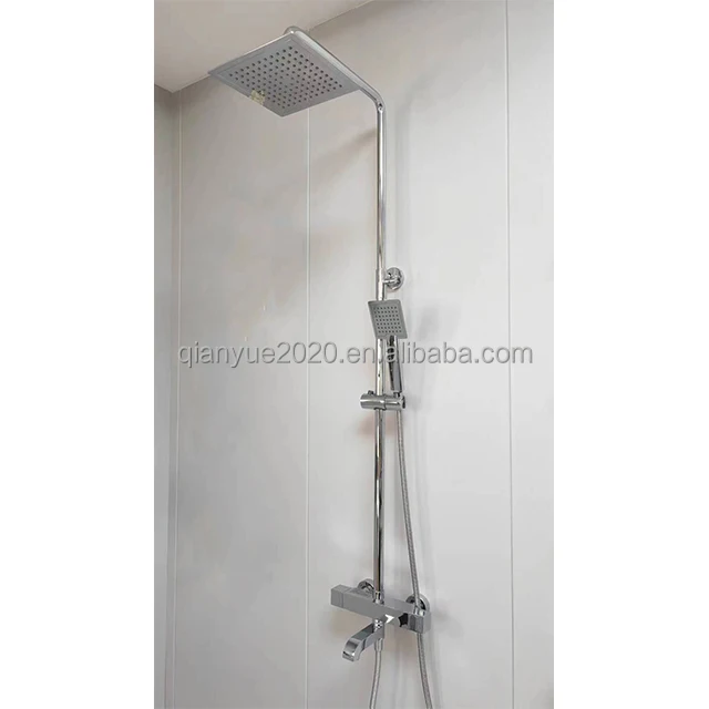 Hotel 3 function square Shower faucet Bathroom Shower set square handle Brass body faucet spout Thermostatic Mixer