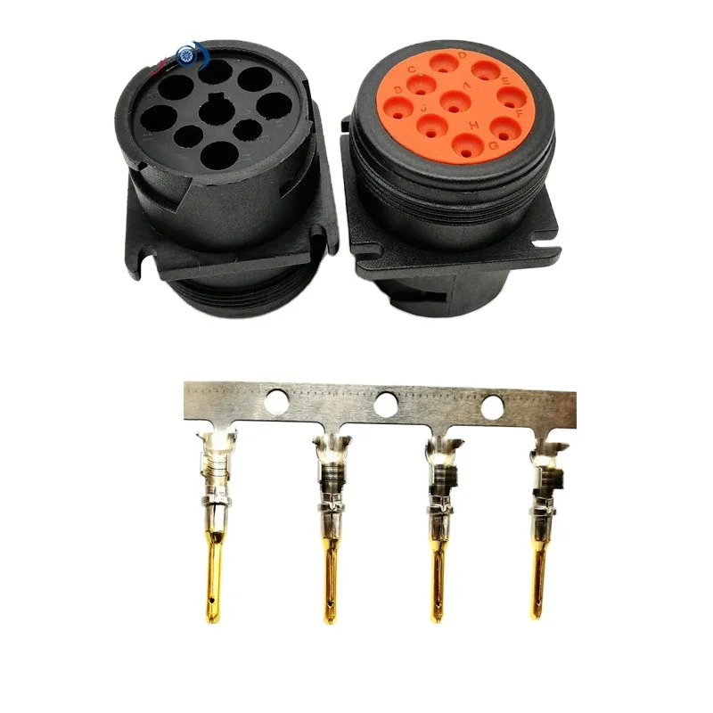 Deutsch HD10 9-Pin SAE J1939 Black Male Connector Kit, 16-18AWG Solid Pins