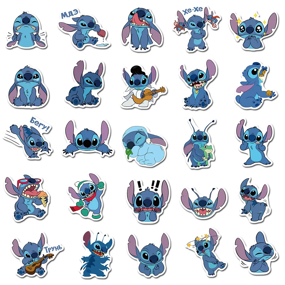 50pcs simpatico cartone animato lilo stitch graffiti adesivi decalcomania  skateboard laptop moto bagagli impermeabile giocattolo adesivo per bambini