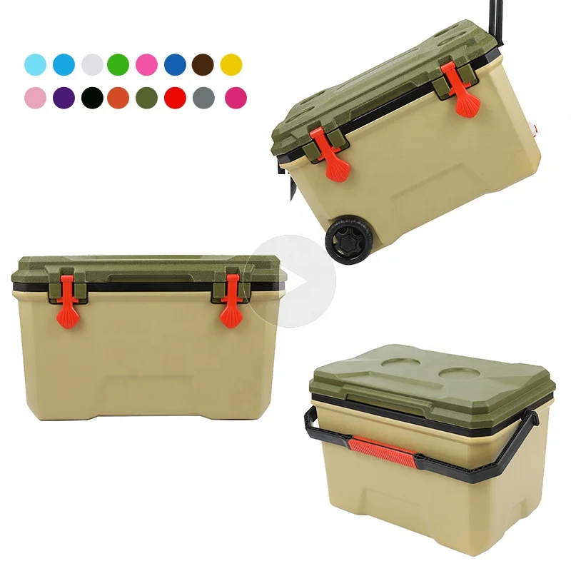 ROCKBROOK 2 in 1 Commercial Fancy Plastic Multifunction Smart Hard Foldable Outdoor Ice Chest Cooler Box for Camping