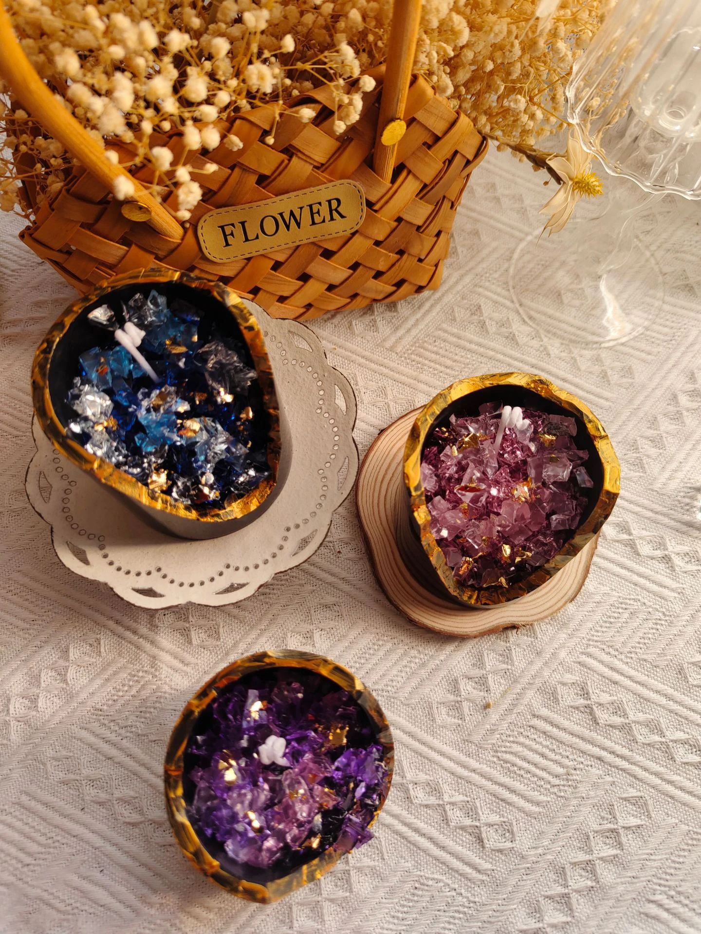 Healing Crystal Candles Gold Leaf Crystals Luxury Aromatherapy Aroma