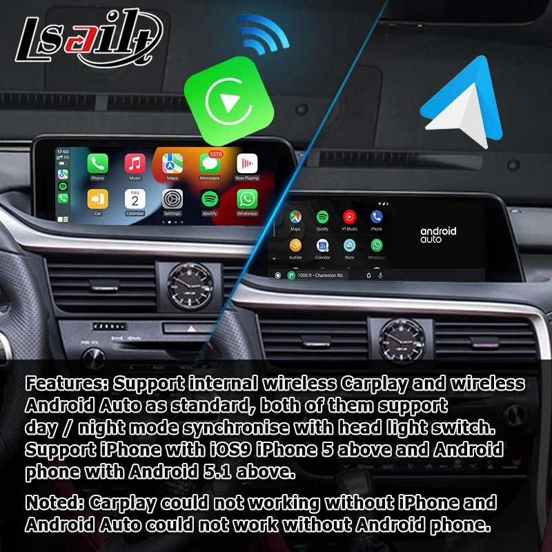 Lsailt Wireless Carplay Android Auto Interface Box for Lexus RX350 RX450h RX200t RX Support Mirror Link