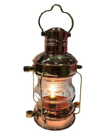 Brass Anchor Oil Lamp ~ Nautical Maritime Ship Lantern ~ Boat Light 