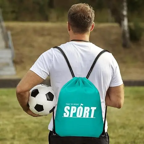 Large Capacity Reusable Drawstring Backpack with Custom Logo Heavy Duty Gym Sports Travel Bag for Swimming Beach Use manufacture