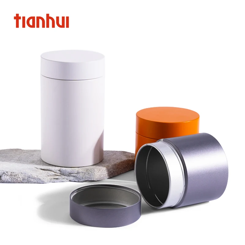 Tianhui Round Airtight Tea Tin Canister Food Grade Metal Storage Container