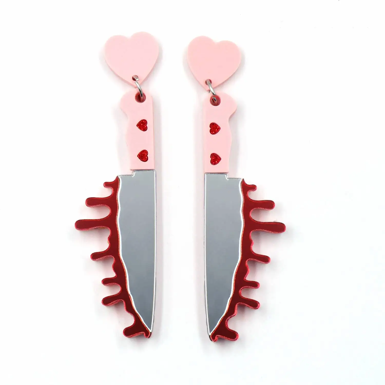 YCXER2533 Halloween Bloody Knife Pink Earrings Vintage Laser Cut Acrylic Jewelry Inspired by Scream Movie for Gift