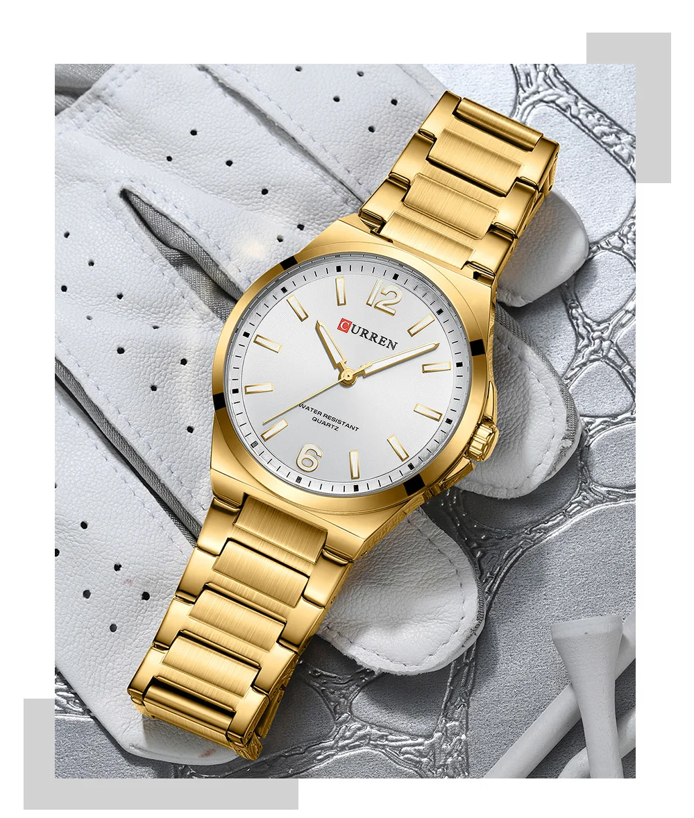 CURREN 8493 Classic Vintage Men's Quartz Watch 42mm Brand Original Wristwatches with Stainless Steel Band Luminous Hands Gift
