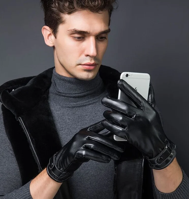Готовые к отправке кожаные перчатки для сенсорного экрана, модные велосипедные перчатки, уличные теплые велосипедные спортивные утолщенные перчатки