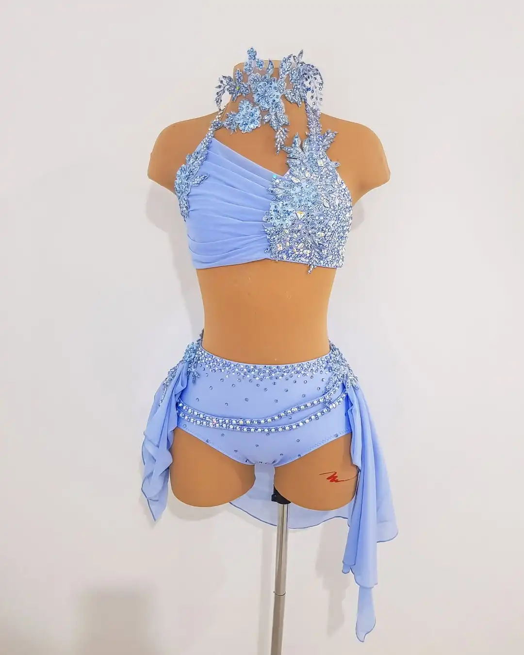 blue floral mini dress Blue and White Floral Ruffle Mini Dress L
