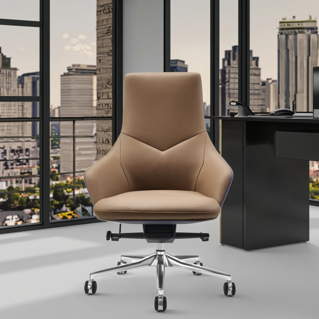 Modern Leather Mid Back Ergonomic Executive Office Task Chair 6