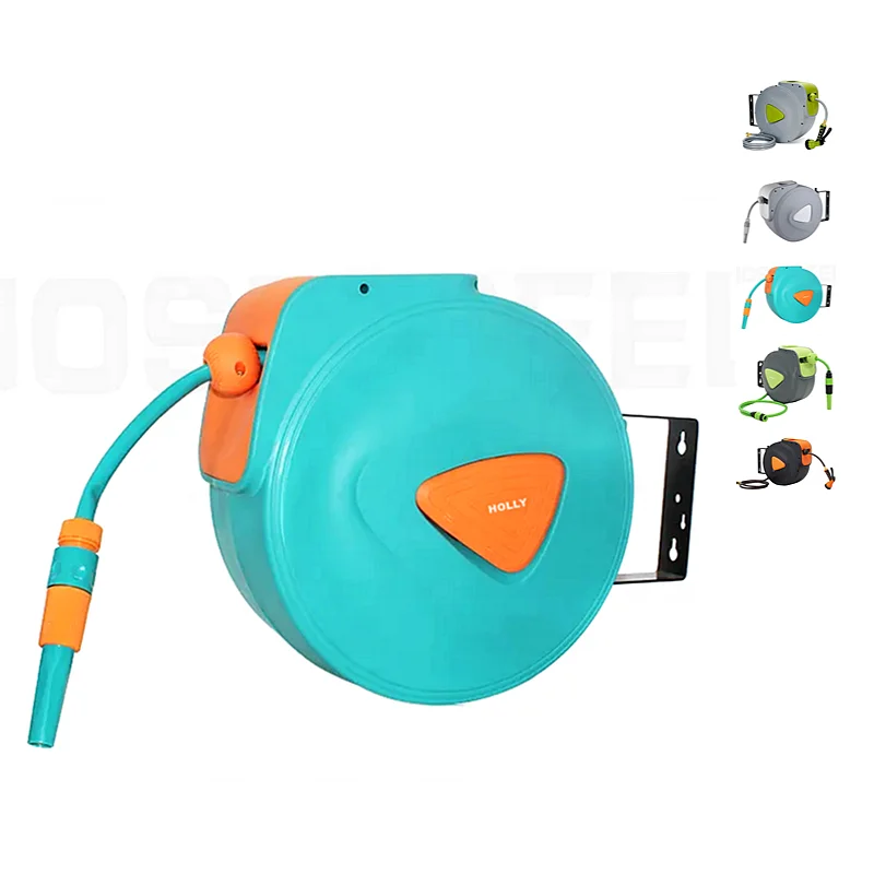 Wall Mounted Retractable Hose Reel 20m+2m Garden Water Holder Auto Rewind 180° | UK