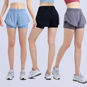 2 in 1 Shorts Women Fitness Active Wear Ladies Workout Lightweight Shorts with Compression Hidden Pockets Women's Sports Shorts