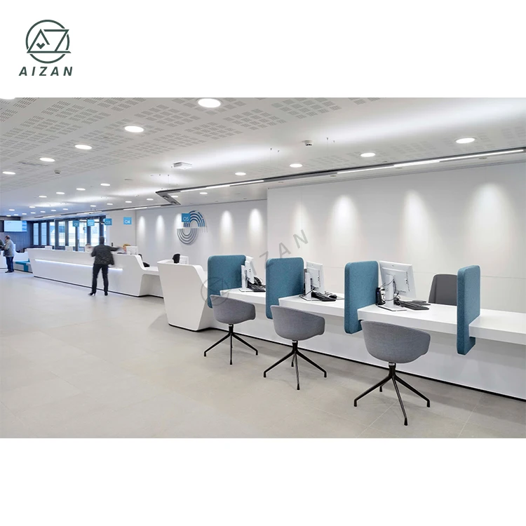 2023 New Front Desk Counter Modern White Bank Reception Desk Counter Custom Checkout Counter