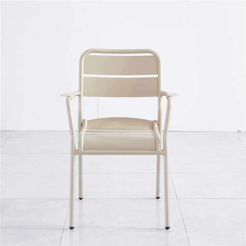 Outdoor aluminum slats chair patio metal slat chairs alu bistro furniture sets chair restaurant cafe aluminum