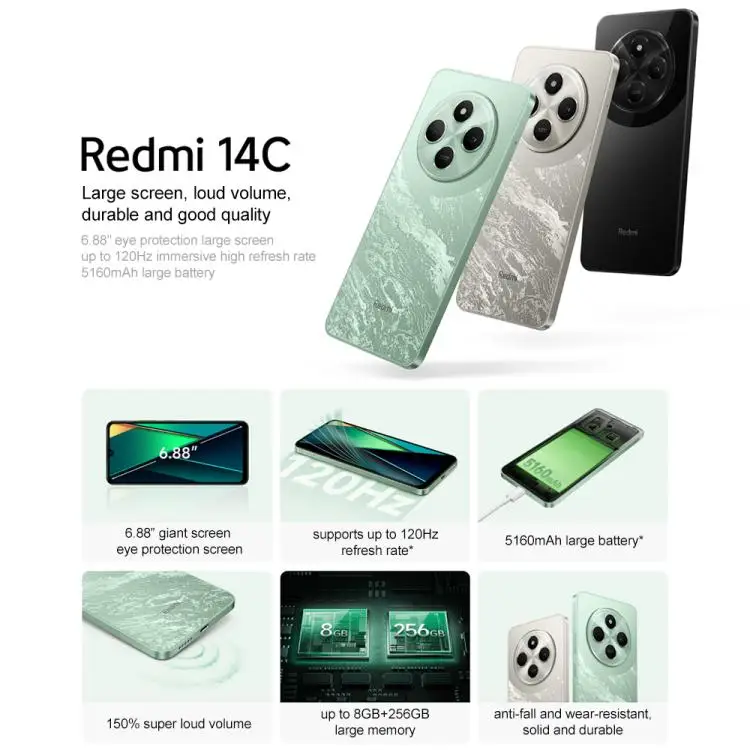 Xiaomi Redmi 14C 4GB+64GB Smartphone, 6.88