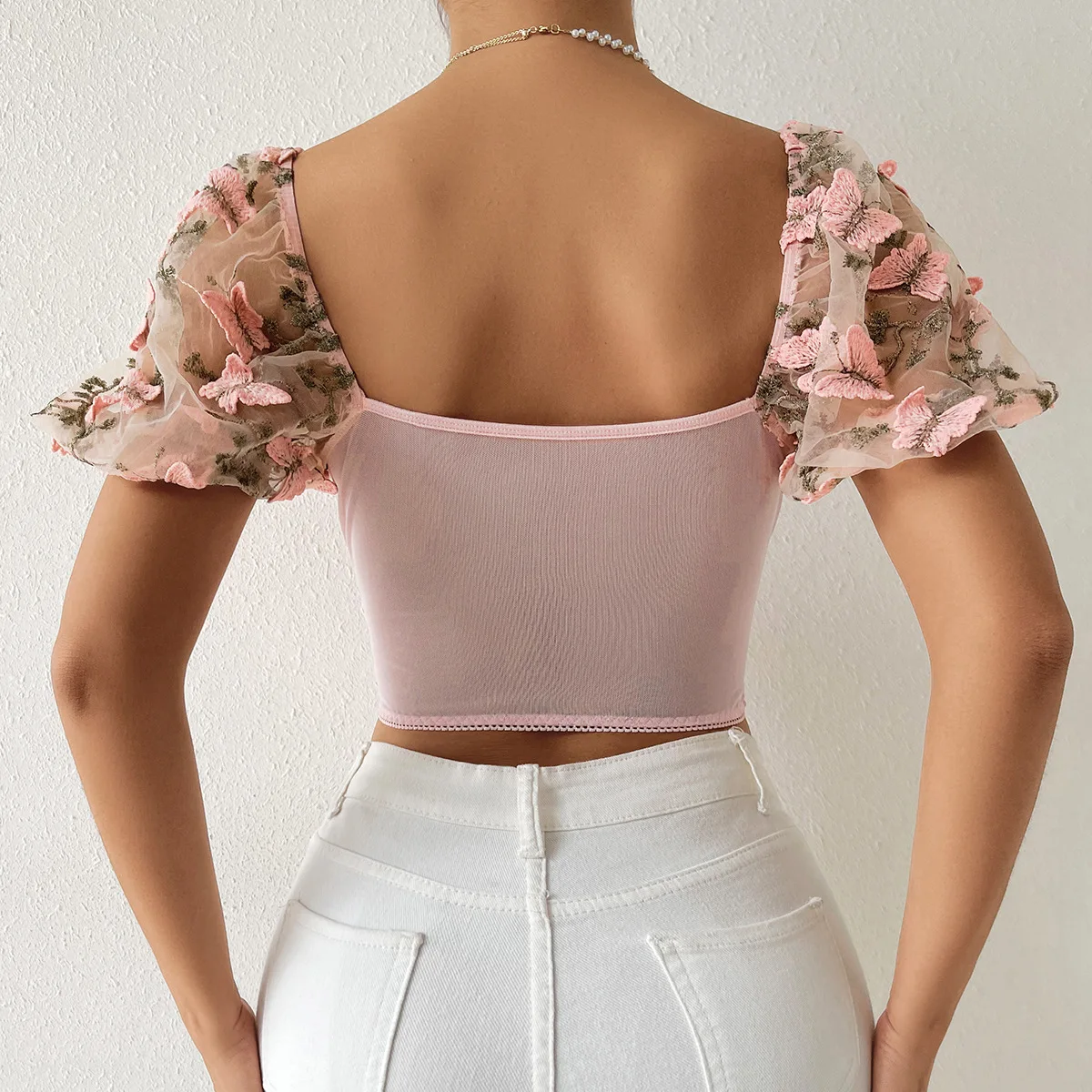 ASOS DESIGN - Top con pannello con spalle scoperte e scollo alla Bardot