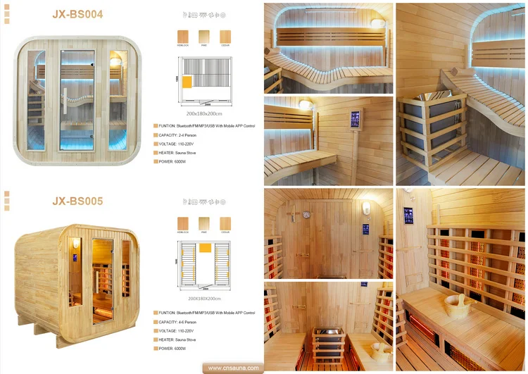 Modern Design Cabin Outdoor Barrel Sauna 4 Person Infrared Wood Outdoor