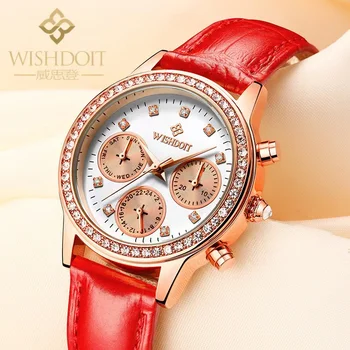 New Fashion Diamond Watch Women Genuine Leather Waterproof Quartz Watches Ladies Luxury Dress Bracelet Rose Gold