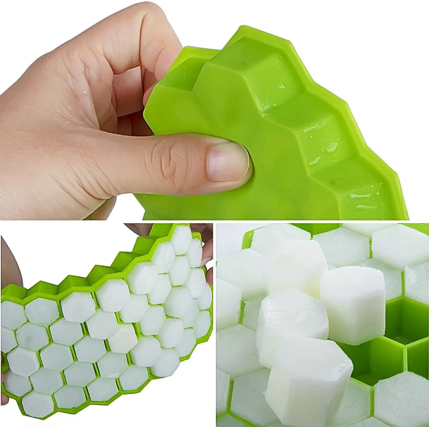 2021 Amazon Hot Sale 37 Grids Honeycomb Silicone Ice Cream Mold Tray with Silicone Lids for Cocktail, Freezer