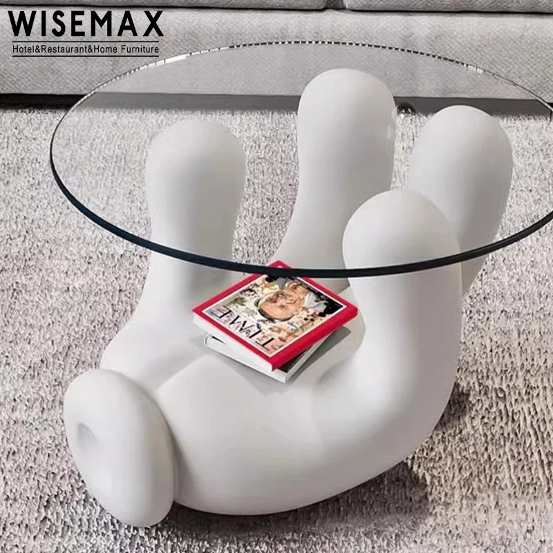 WISEMAX FURNITURE Nordic Home Furniture Sofas Center Table Round clear Glass Top Fiberglass Sofas End Table Coffee Tables