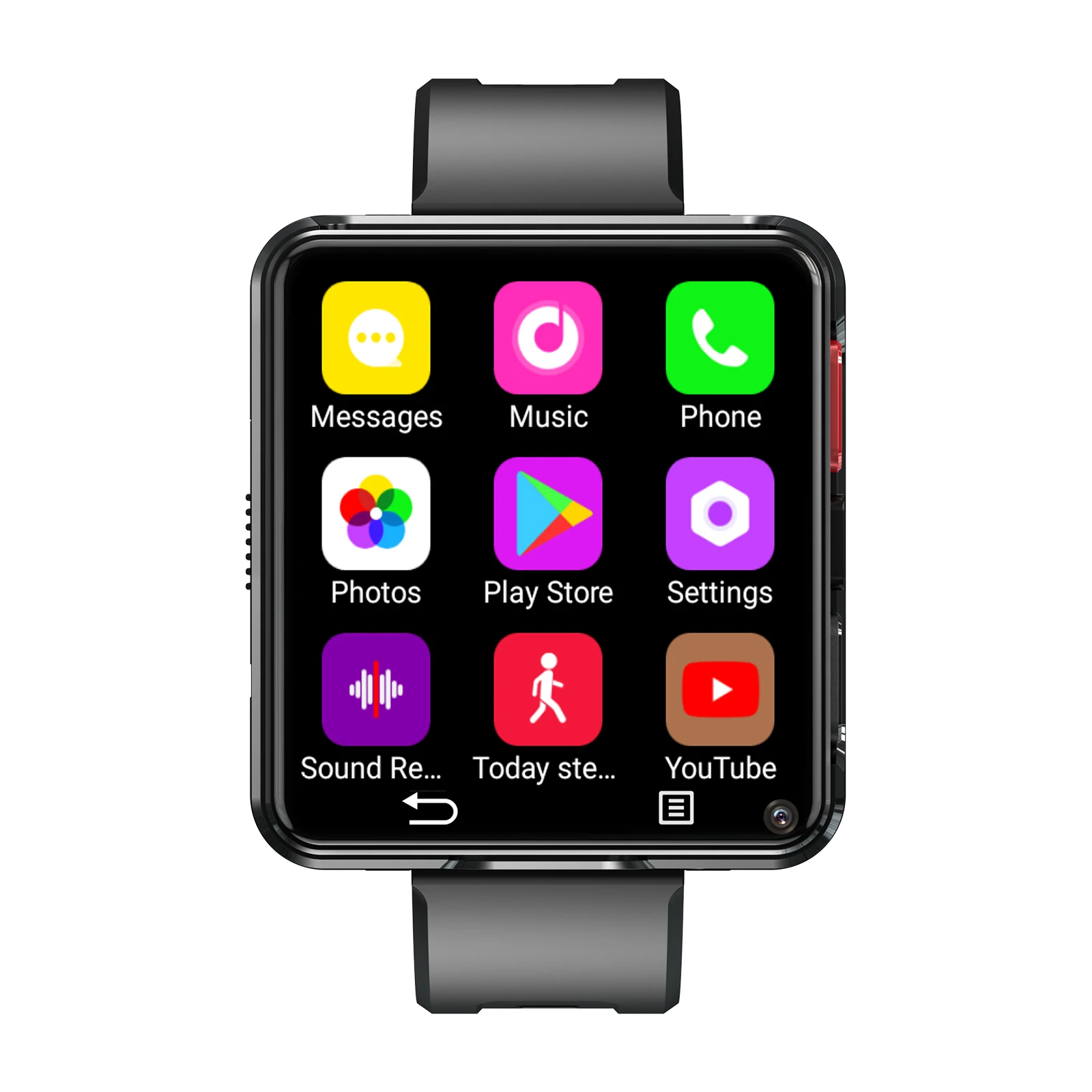 2024 PGD Smart Watch 4G Sim Card Android Phone 5G GPS WIFI Dual Camera Waterproof IP67 Activity Tracker Email Black Color
