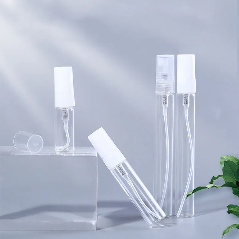 2ml 3ml 5ml 10ml Transparent Perfume Glass Bottles Spray with Pump Small Container