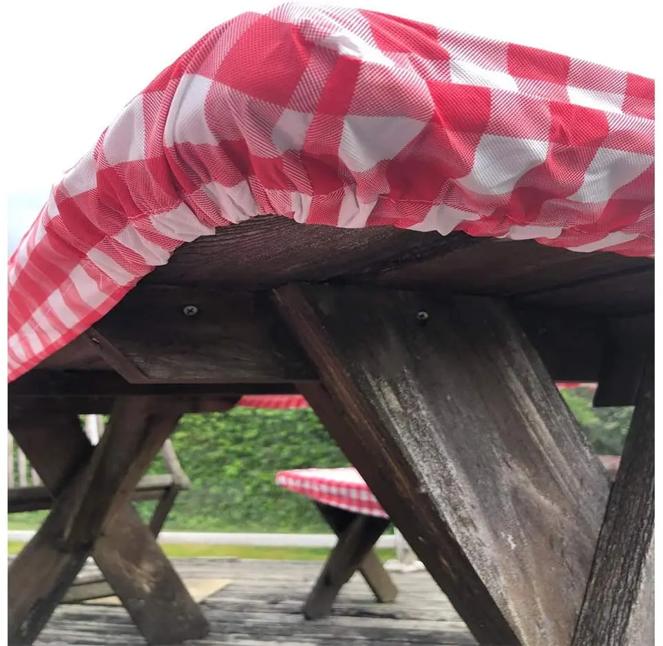 3PCS Outdoor Elastic Picnic Table and Bench Covers Fitted Waterproof Heavy Duty Tablecloth