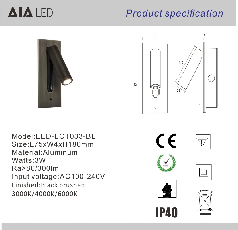 Adjustable Stainless Steel Flexible LED Headboard Reading Light Modern Aluminum Hotel Bedside Wall Light Bed Wall Lamp Villa