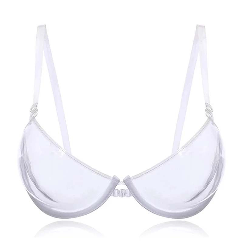 Women Push Up Bra 3/4 Cup Transparent Clear Ultra-thin Strap Invisible Unde W6U8
