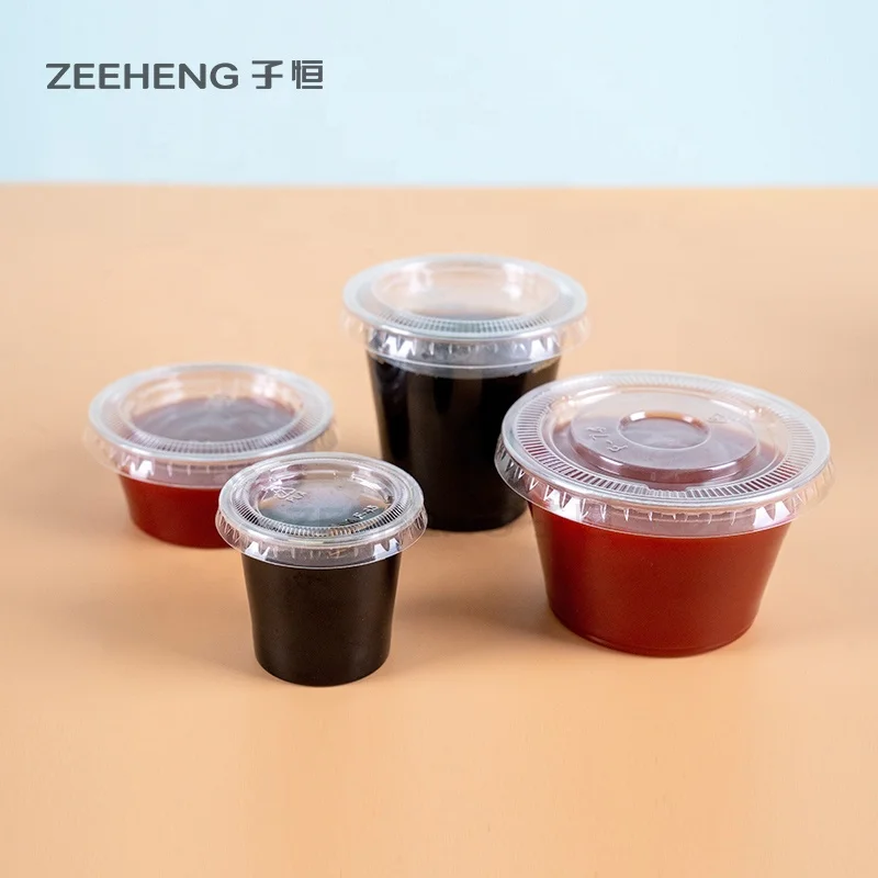 2oz PET Portion Cup Disposable Plastic Dipping Sauce Cup With Lid