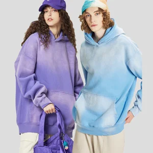 New Fashion Streetwear 400G Hoodies Washed Gradient Pullover Thickened Heavy Weight Hoodie With Pocket