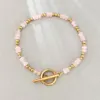 Pulsera de cuentas de ábaco de cristal en polvo natural dorado
