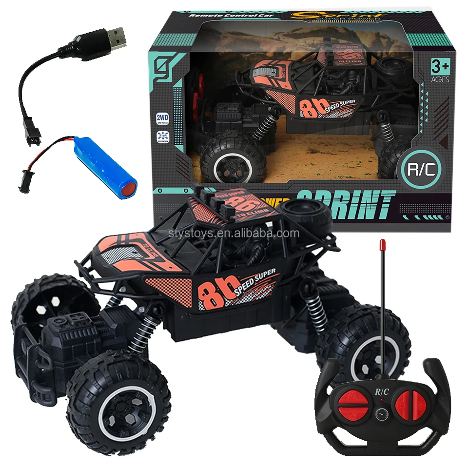 2.4Ghz Rechargeable Electric RC Monster Truck 4WD Off-Road Remote Control Rock Crawler Radio Control Car Vehicle for Boy Toys