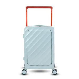 Hot Sale TSA Lock Laptop Carry-On Suitcase with USB Charge Front Design PC & Aluminum Material for Travel Wholesale Trolley Bag