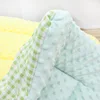 Bean-shaped plush mat - green plaid plush