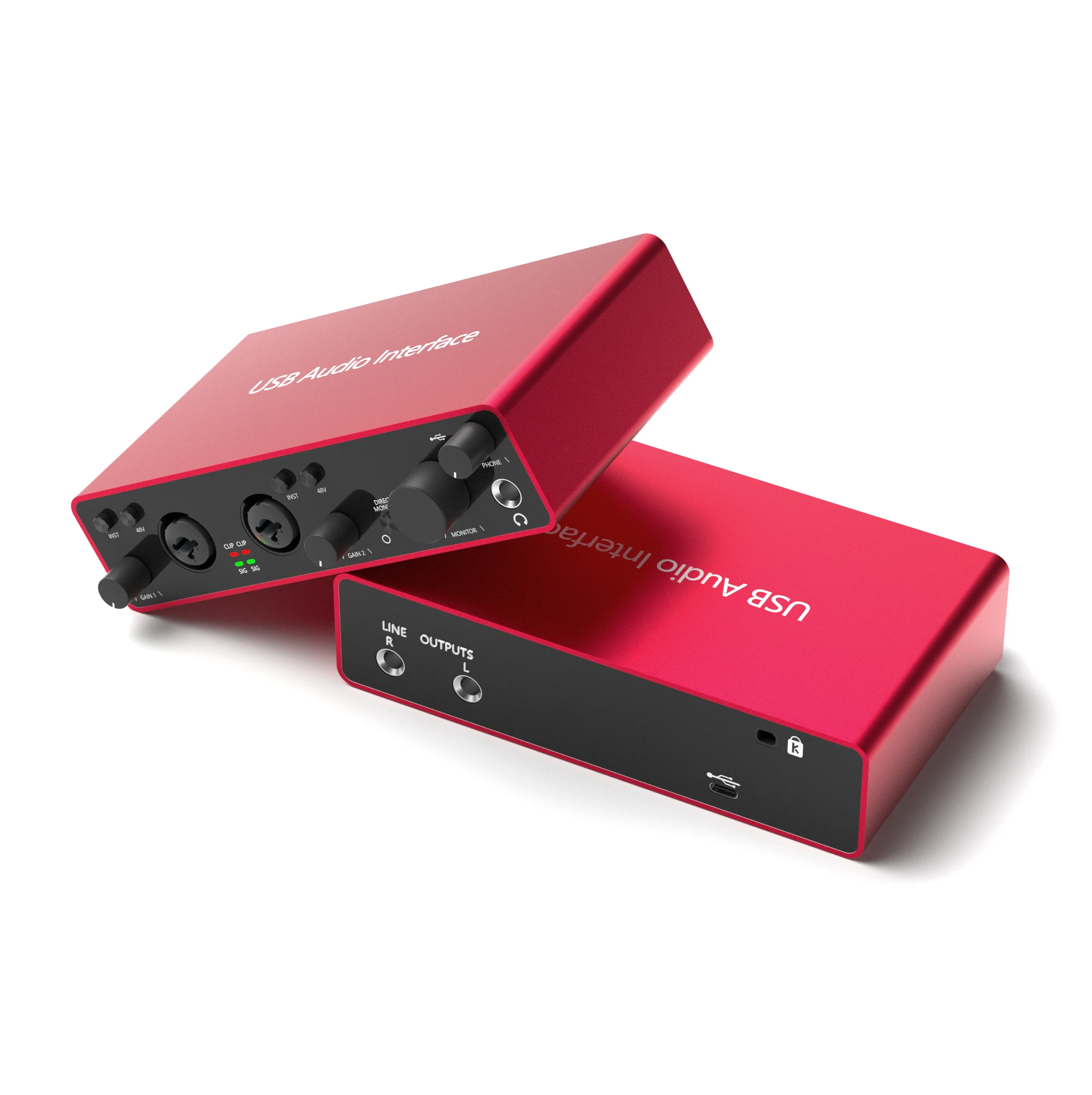 48v Phantom Power Usb Audio Interface Studio External Usb Sound Card