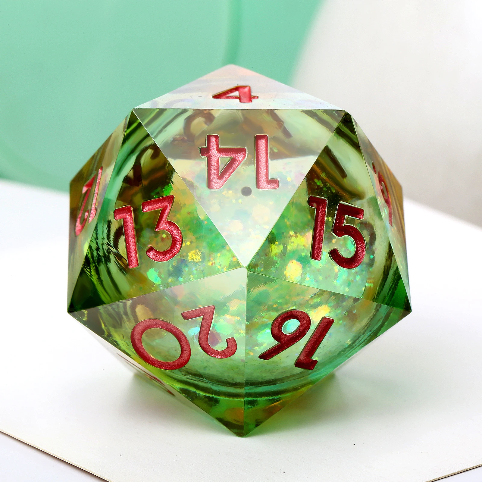 Liquid Core Roll D20 Spindown Dice Large 33mm Single Dragon Eye 20 Sided Dice Set D20 Countdown Dice Resin Purple