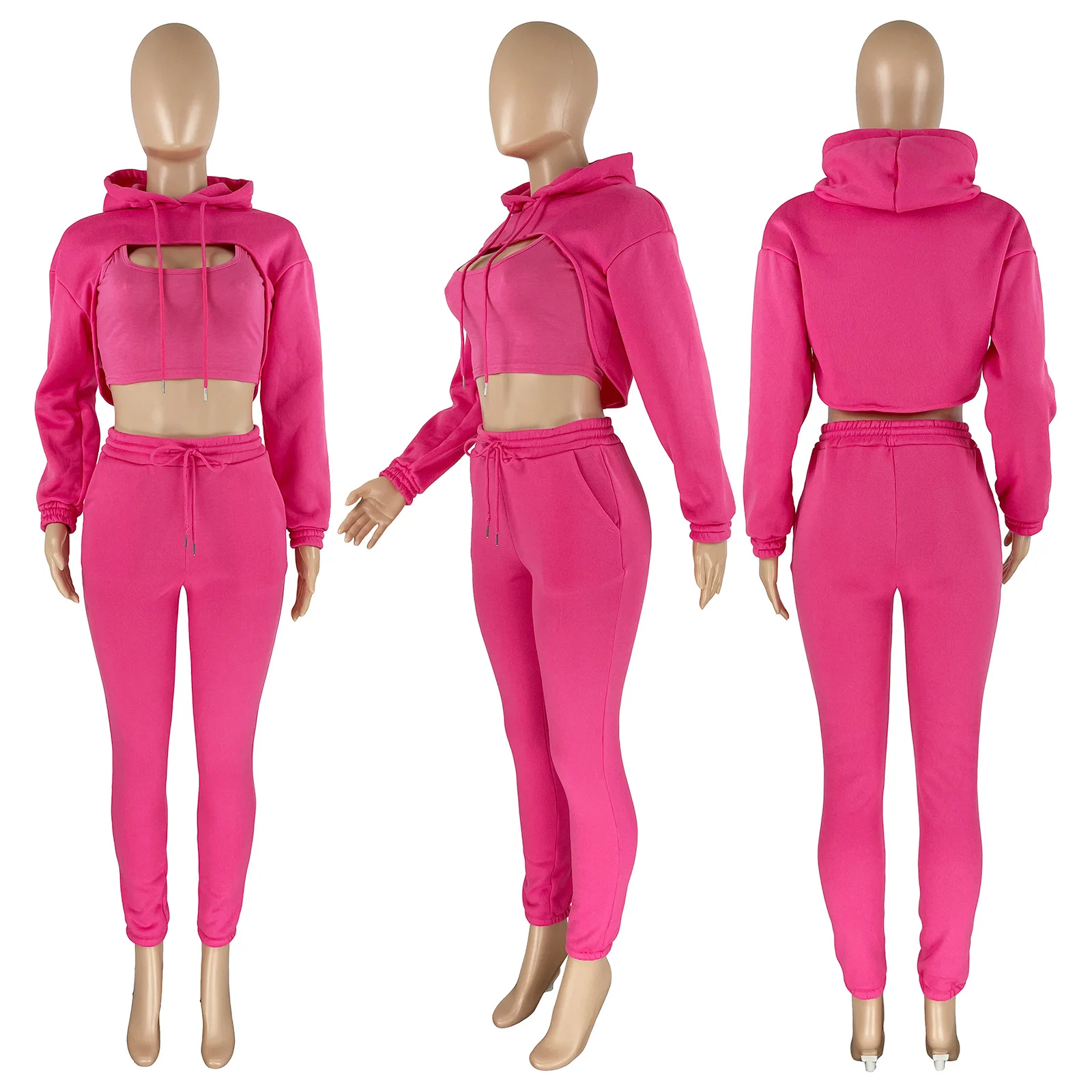 2021 New Custom Jogger Suit Fall 2021 Women Clothes 3 Pieces Lounge Wear Sets Fall Outfits For