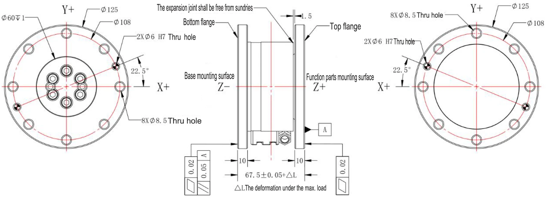 6 Axis Force Torque Sensor Load Cell Six Dimensional Transducer Multi ...