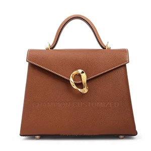 Custom Logo Pebble Leather Fashion Shoulder Flap Top Handle Satchel Bag Ladies Lock Handbag Purse for Women