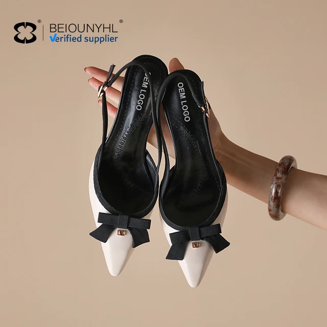 Brand Women's Customized Leather Bow Decoration genuine leather High Heel Sandals Slim Fit Wedding Bride Elegant Woman pumps