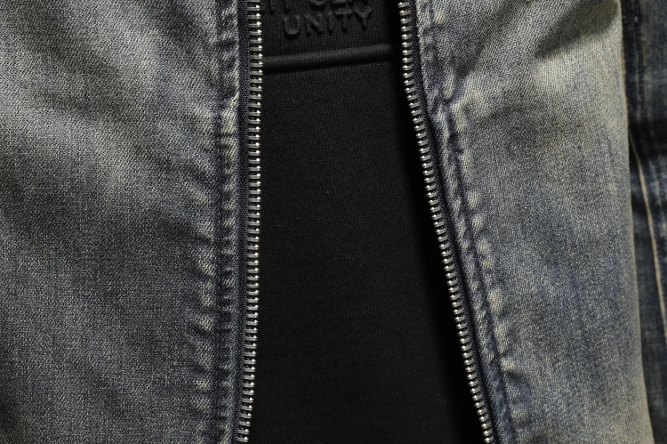 Trendy Spring Autumn Denim Tops Men's Personality Stand Collar Zipper Men Jean Jacket_voghion.com