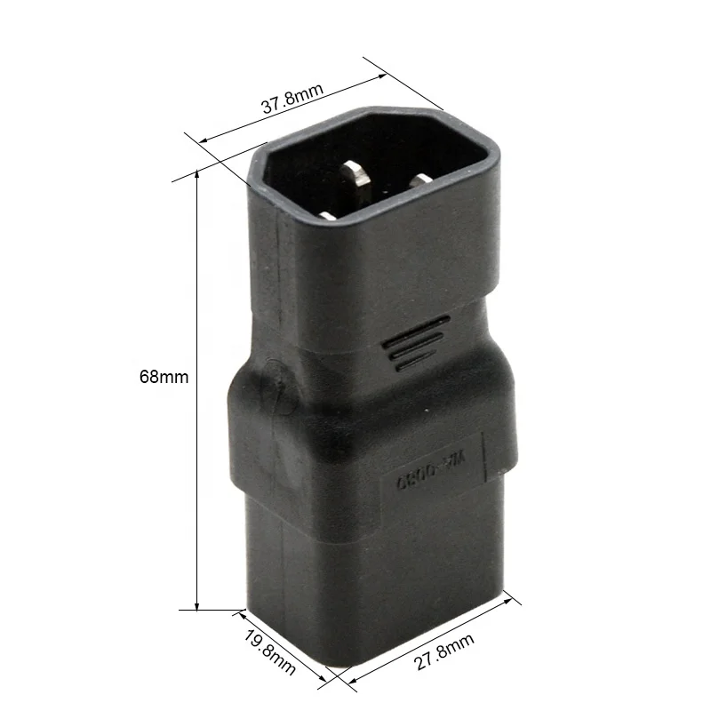 Dracaena PDU-adapter – IEC C14 Mannelijk Naar C19 Vrouwelijk | 2 Stuks | 15A/125V & 10A/250V | PVC, Puur Koper