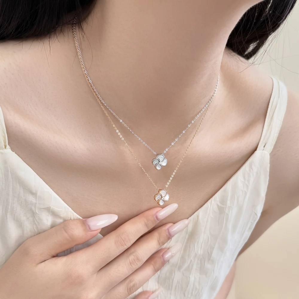 KAKODIY rhodium champagne gold-plated clover necklace four-leaf clover necklace flower lucky pendant exquisite jewelry gift detail 3