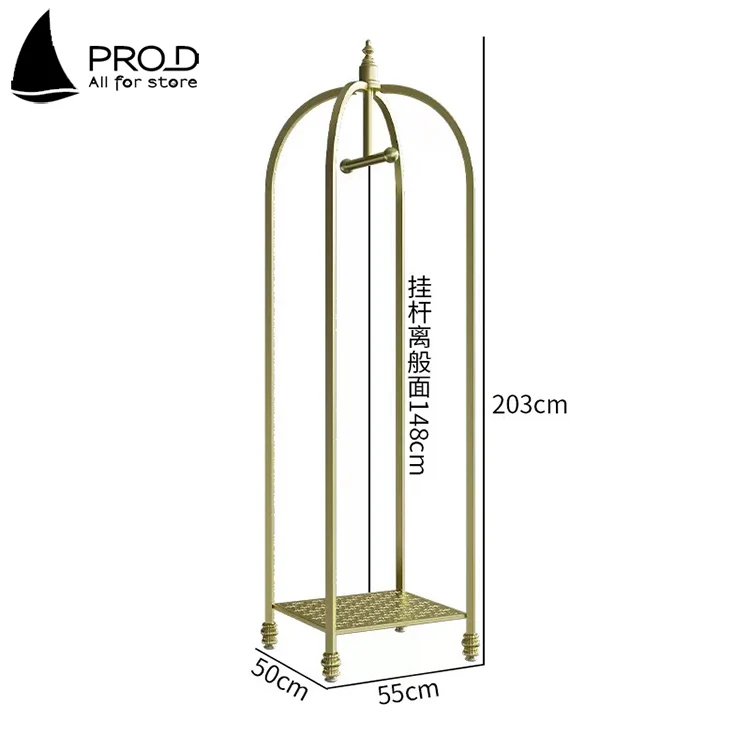 Shopping Mall Clothing Store Combined Custom Display Stand Iron Gold