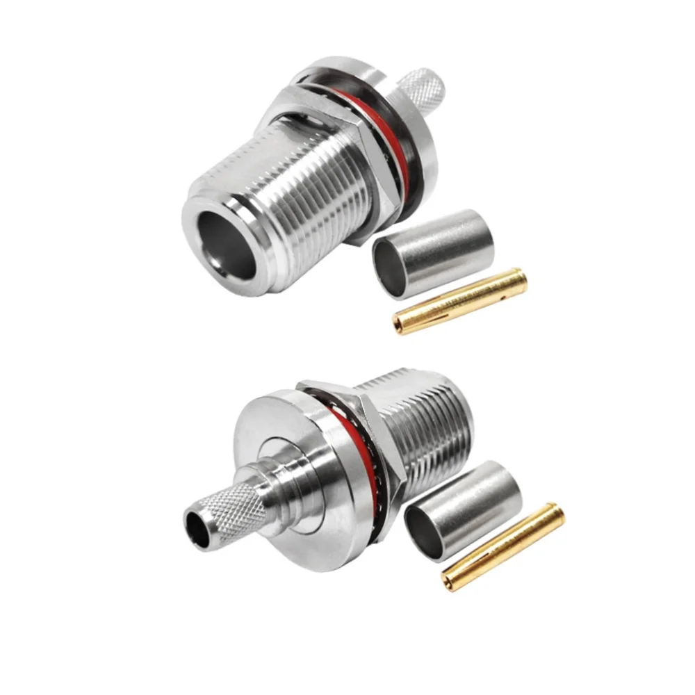 High Quality 50ohm RF Connector Antenna Waterproof RF Coaxial Cable N Female Bulkhead Crimp Connector LMR240 Cable