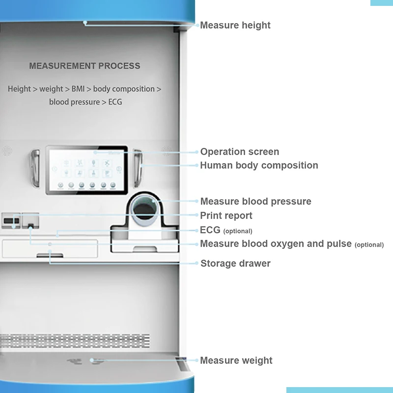 Sonka medical health kiosk intelligent health examination basic body health check up kiosk clinic on cloud for healthcare center factory