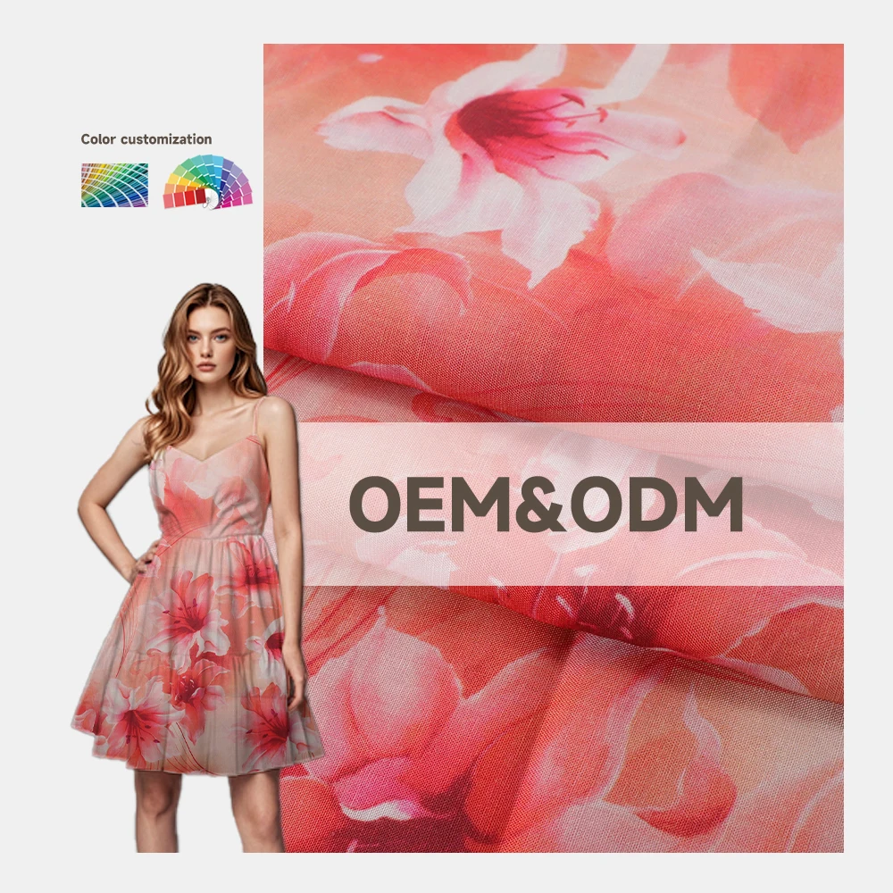 High Fashion Print Linen Tencel Fabric Breathable Eco-friendly Skin-friendly Women Clothing Dress Fabric for Clothes