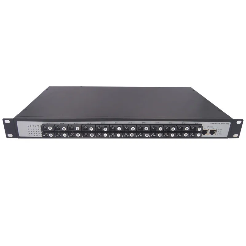 24Port Gigabit Fiber Optical SC SFP 2 Ethernet Switch Single or Multimode 20KM Reach TCP Network